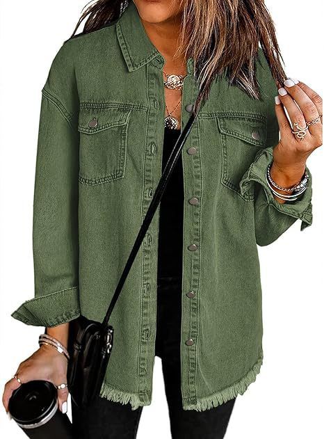 Women's Clothing Stand New Style Raw Edge Denim Casual Loose Jacket Shirt_ecoleips.com