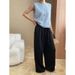 Breathable Tencel Cupro Relaxed Fit High Waist Wide Leg Pants For Women - Comfortable Commute To Leisure Versatile Trousers_ecoleips.com