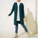 Women's Modest Long Cardigan Sweater – Muslim-Friendly Oversized Knit Open Front Coat, Polyester-Spandex Blend For Comfort, Solid Dark Green_ecoleips.com