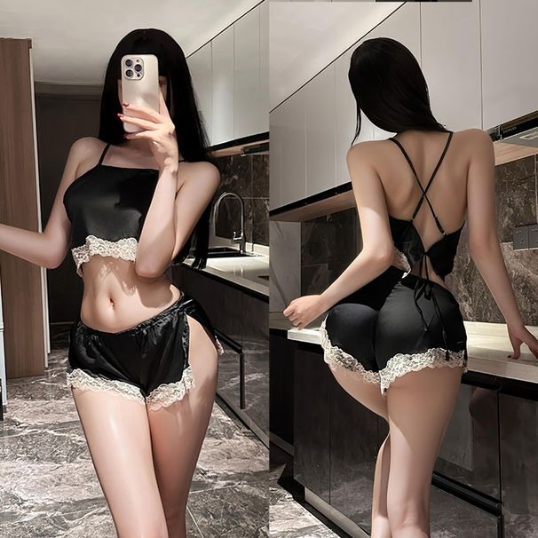 Sexy Lingerie Nightwear Sleepwear Underwear Suspender Pajamas Sexy Lace Suspender Plus Size Shorts Women's Erotic Passion Seduction Uniform Set_ecoleips.com
