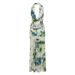 2025 Spring/Summer Women's New Ink Print Deep V Backless Ruched Midi Dress Set_ecoleips.com
