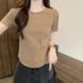 2025 Summer New Slim-fit Short-sleeved T-shirt Women's Clothing Design Short Pure Desire Irregular Hem Curved Top_ecoleips.com