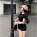 Red Slim Fit Off-Shoulder T-Shirt Top Sexy Hot Girl Outfit Women Summer Bodycon Short Skirt Nightclub Two-Piece Set_ecoleips.com
