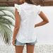 Women's Clothing Summer Jacquard Hollow Shirt Top Flying Sleeve V Neck Versatile Shirt_ecoleips.com