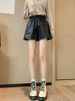 K Leather Shorts For Women, Oversized PU, Loose Fit, Wide Legs, Slim And High Waist, Worn With Bottom Boots And Pants_ecoleips.com