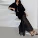 Women's Summer V Neck Knitted Top with Pleated Patchwork Skirt Fashion Set Short Sleeved Cross Border Style Spring/Autumn_ecoleips.com