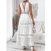 VCAY Women's Lace Splicing V Neck Sleeveless Dress Summer New_ecoleips.com