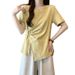 Women's Clothing Fashionable And Versatile National Style Asymmetric Waist Short Sleeved Bottoming Shirt Top T Shirt Trend_ecoleips.com