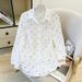 Women's Polka Dot Print Long Sleeve Shirt Lightweight Sun Protection Loose Fit Oversized Cover-Up Breathable Airy Office And Casual Wear_ecoleips.com