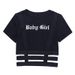 Women's Clothing Fashion Trend Women's Short Sleeved Sexy T Shirt Summer Letter Printing Irregular Navel Baring Bottoming Top_ecoleips.com