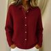 Button-Embroidered, Knitted Cardigan With Turned-Down Collar A Stylish Autumn/Winter Casual Women's Sweater In Solid C_ecoleips.com