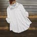 Women's Long Sleeve Button Shirt - Loose Fit Solid Color T-Shirt (European & American Style)_ecoleips.com
