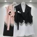 Statement Blazer Vest With Sequins & Fringe, Color-Block Office Wear For Women, Trendy A-Line Spring Summer Jacket_ecoleips.com