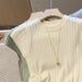 French Chic Hollow Round Neck Knit Sweater Women's Short Sleeve Summer New Gentle And Beautiful Light Bottoming Top_ecoleips.com