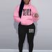 Women's Casual Street Dance Hooded Sweatshirt Autumn Winter Fashion Warm Never Give up Letter Print Sports Set_ecoleips.com