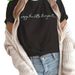 European And American Cross-border Foreign Trade Women's Fashion Letter Print Round Neck Short-sleeve T-shirt Top_ecoleips.com