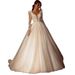 Women's wedding dress V-neck bride forest style slim fit lace wedding dress spring _ecoleips.com