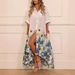Women's Clothing Positioning Printed Short Sleeved Long Irregular Shirt Dress_ecoleips.com