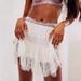 High-Waisted Lace Midi Skirt Women's Ballet Inspired Basic Solid Color Slimming Irregular Hem_ecoleips.com