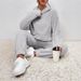 In-stock European American Cross-border 2025 Autumn Winter Solid Color Women's Two-piece Set: Hooded Long-sleeve Top_ecoleips.com