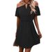 Women's Trendy Summer Dress Solid Tone Off‑Shoulder Design Delicate Spaghetti Straps Stylish Daily Vacation Wear_ecoleips.com