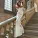Women's Elegant Satin French Vintage Lace Bustier High Waist Floor Length Maxi Skirt Set – Two Piece Evening Gown_ecoleips.com