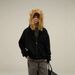 Women's Clothing Fur Collar Couple Hooded Zipper Cardigan Sweater Oversize Design Trendy Niche Jacket_ecoleips.com