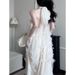 Women's Clothing Fairy Flower Backless Dress Elegant Loose Halter Neck Long Dress_ecoleips.com