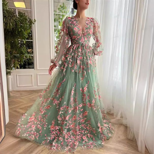 Women’s Clothing Evening Dress 2025 New Slim Long Party Floral Dress_ecoleips.com
