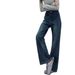 Women's New Flared Denim Pants, High-waisted, Slimming, Loose-fitting, Casual Long Jeans_ecoleips.com