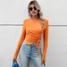 Voya Women's New Comfortable Casual Irregular Short Style Pleated Slim Fit Long Sleeved Women's T-shirt Top_ecoleips.com