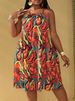 plus Size Fashion Women's Sleeveless Printed Dress European And American Style Vacation Skirt 2025 Foreign Trade Cross Border_ecoleips.com