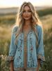 Women's 3D Printed round Neck Long Sleeve Retro Bohemian Top Hot Selling Cross Border New 2025_ecoleips.com