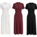 Elegant French-Style Knit Dress – Lace Trim Short Sleeve Bodycon Dress (S-XL, Wine/White/Black/Orange)_ecoleips.com