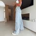 Women's High-Waisted Straight Leg Jeans With Cross-Tie Detail – Vintage Washed Denim, Comfortable & Stylish_ecoleips.com
