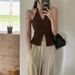 1070#Halter Neck Vest Women, Summer Outerwear Unique Design, Chic And Stunning Sexy Top With Chest Pads For Outer Wear_ecoleips.com