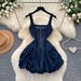 Summer Denim Suspender Dress for Women Korean Style Tulip Pattern Slimming Waist Cinching Elegant A-Line Skirt Hot Girl Niche Design_ecoleips.com