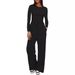 New Solid Color Casual Long Sleeve Suit Top High Waist Wide-Leg Pants Sportswear_ecoleips.com