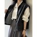 Yanshuang PU For Women, Autumn French Design Sense Plaid Lined Sleeveless Leather Vest H9863_ecoleips.com