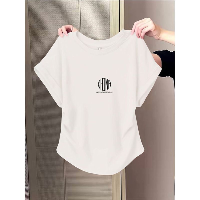 Women's Cotton Short Sleeve T-Shirt – Slim Fit, Wrinkle-Design, Summer Casual Top With Shoulder Seam Detail_ecoleips.com