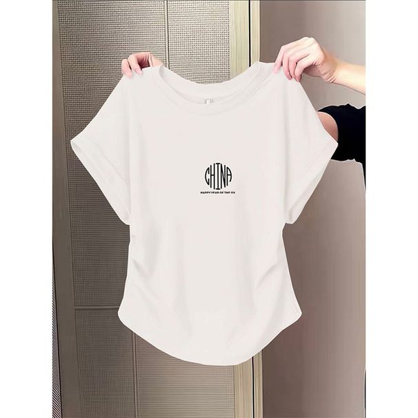 Women's Cotton Short Sleeve T-Shirt – Slim Fit, Wrinkle-Design, Summer Casual Top With Shoulder Seam Detail_ecoleips.com