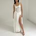 Sexy Elegant Women Spaghetti Strap Maxi Dress Open Back Design Slimming Bodycon High Split Long Party Dress_ecoleips.com