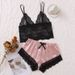 Sexy Lingerie Women's Split Pajamas Sexy Lace Three Point Trade Two Piece Set_ecoleips.com