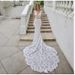 Women's Clothing Wedding Dress Summer New Style Deep Collar Hollow Fishtail Water Soluble Lace Trailing Wedding Dress_ecoleips.com