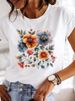 European And American Cross-border Foreign Trade Women's Floral Butterfly Round-neck Printed Short-sleeve T-shirt Top_ecoleips.com