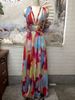Tropical Print Slit Maxi Dress – High-Low Hem & Adjustable Side Ties (One Size Fits S-XL)_ecoleips.com