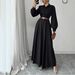 LH09 Women's Long Sleeve Shirt Collar A-Line Dress With Waist Tie - Elegant Office Wear For Autumn Season_ecoleips.com