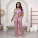 Women's Sequined Solid Color Two Piece Set Short Sleeved Trousers International Station Spring Summer New_ecoleips.com