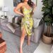 Women's High Elastic Satin Printed Dress European American Style Wish Cross Border New Suspender Sexy Irregular Design_ecoleips.com