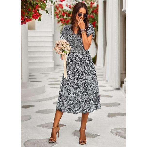 Self-Developed And Designed Elegant Commuter Evening Gowns For All Seasons, Flowing Mid-Sized A-Line Dresses, And Floral_ecoleips.com